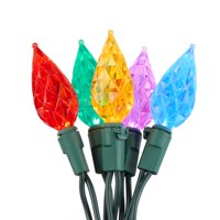 Holiday Time Teardrop LED C6 String Christmas Lights Set 20.92' 60 Count Multicolor, Green Wire