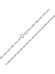 1.5MM Singapore Twist Rope Chain Necklace For Women Rose Gold Plated 925 Sterling Silver Made Italy 14 16 18 20 24 Inch