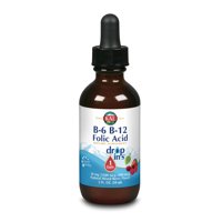 KAL B-6 B-12 Folic Acid DropIns | Vitamin B Complex Drops | 5-MTHF for Healthy Cardiovascular Support | Mixed Berry, 2oz