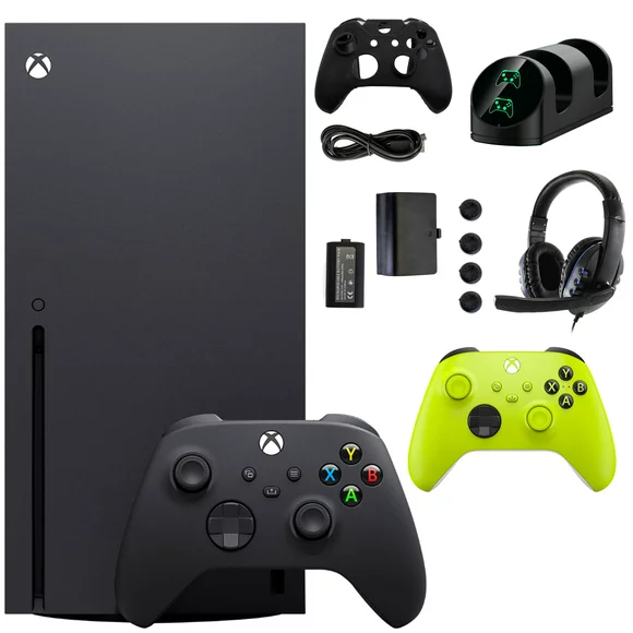 Xbox Series X 1TB Console with Extra Green Controller Accessories Kit Microsoft