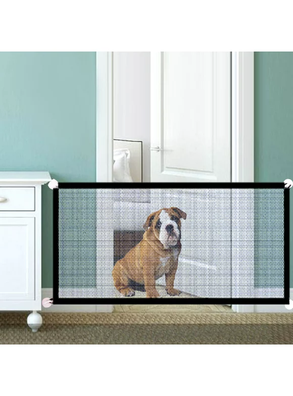 Dog Safety Gate Pet Mesh Fence Portable Folding Baby Safety Gate Install Anywhere 180*72Cm