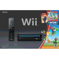 Refurbished Wii Black Console With New Super Mario Brothers Wii And Music CD