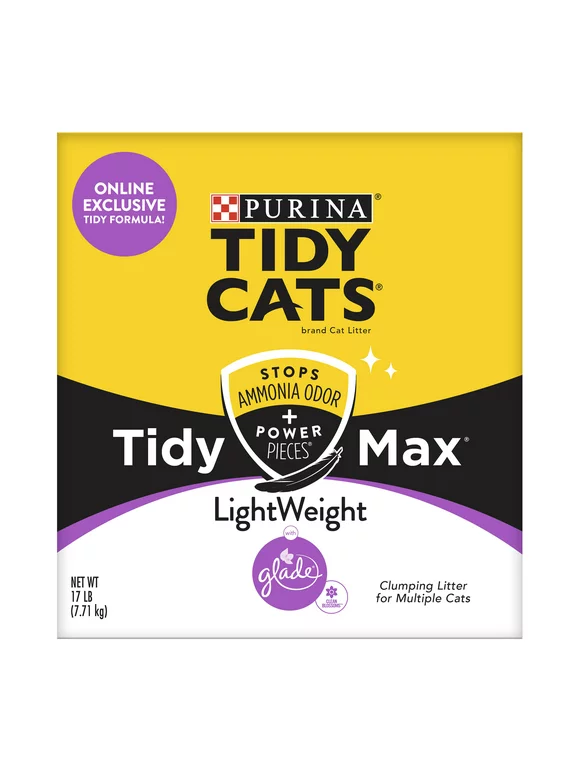 Purina Tidy Cats Clumping, Lightweight, Multi Cat Litter, Tidy Max Glade Clean Blossoms Formula, 17 lb. Box