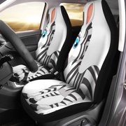 KXMDXA Set of 2 Car Seat Covers Black Cartoon Cute Zebra Funny Zoo Universal Auto Front Seats Protector Fits for Car,SUV Sedan,Truck