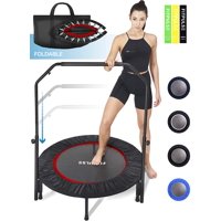 FITPULSE Mini Trampoline for Adults Rebounder Trampoline with Handle - 40" Red Ring