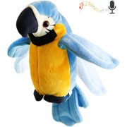 Houwsbaby Talking Stuffed Parrot Repeat What You Say Electronic Bird Speaking Pet Waving Wings Plush Toy Interactive Animated Gift for Kids Boys Girls Holiday Birthday Spring, 9'' (Blue)