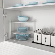 Two-Tiered Corner Shelf  Powder Coated Iron Space Saving Storage Organizer for Kitchen, Bathroom, Office or Laundry Room by Lavish Home