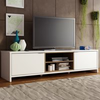 Madesa Modern Entertainment Center, Console Table, TV Stand for TVs up to 75'',Wire Management, Storage Space, White