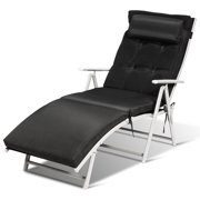 Topbuy Cushioned Folding Chaise Lounge Chair Adjustable Recliner Black