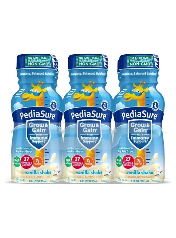 PediaSure Grow & Gain Nutritional Shake, Vanilla, 8-oz Bottle (6 Count)