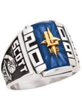 Personalized Men's Crest Class Ring Two-Tone