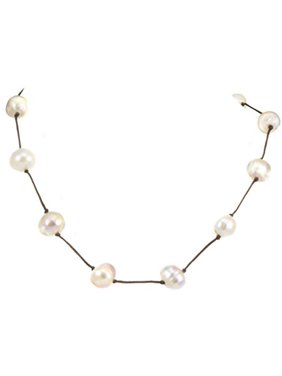 Freshwater Cultured Pearl Necklace Off White Large Semi Baroque Length Rope Cord (10.5-11.0mm), 18"