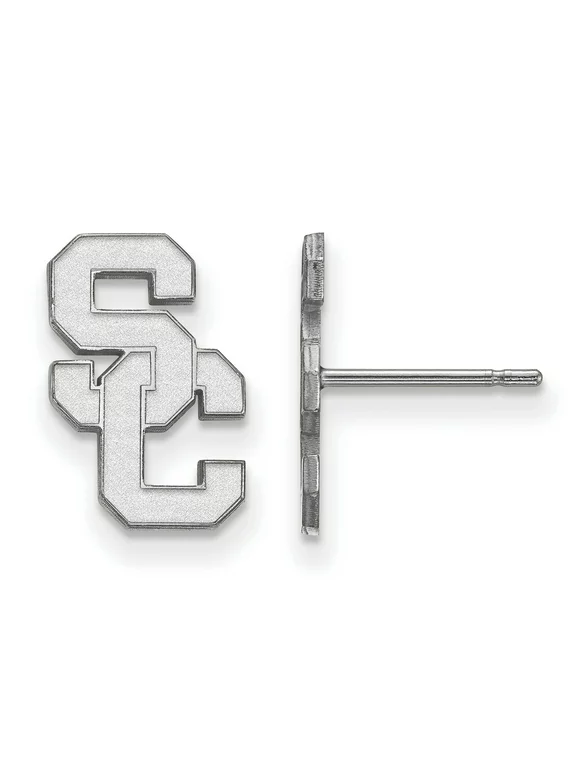 University of Southern California Trojans SC School Letters Post Earrings in Sterling Silver 13x9 mm