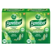 Benefiber On The Go Prebiotic Fiber Powder for Digestive Health, Unflavored Powder Stick Packs - 36 Sticks (Pack of 2)