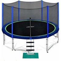 Zupapa 15FT 14FT 12FT 10FT Kids Trampoline 428LBS Weight Capacity with Enclosure net Include All Accessories Outdoor Backyard Trampoline