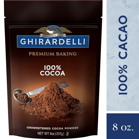 GHIRARDELLI Premium Baking Cocoa 100% Unsweetened Cocoa Powder, 8 OZ Bag