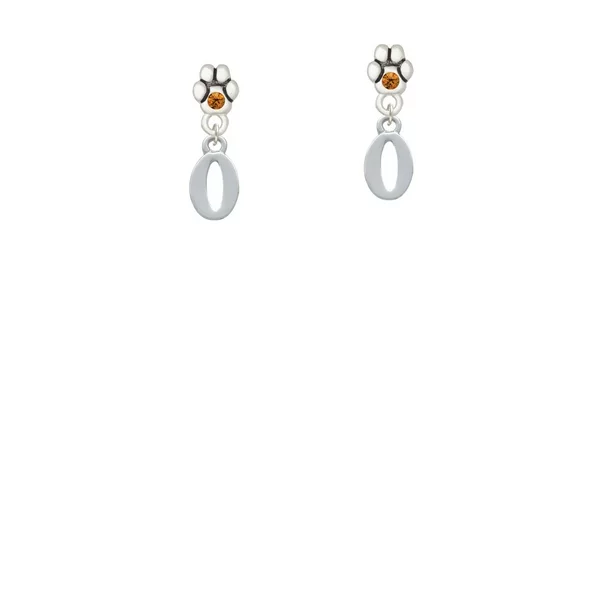 Number - 0 - Yellow Crystal Paw Earrings