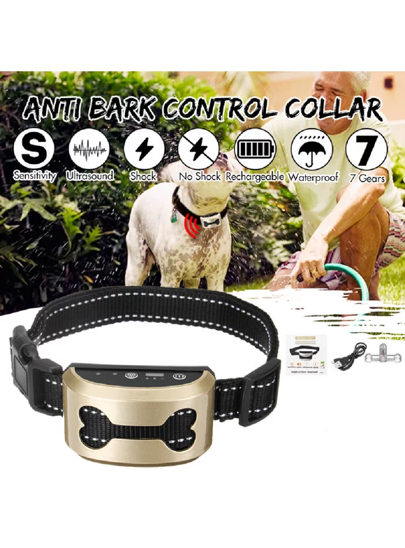 Anti Bark Dog Collar, USB Charging Electric Trainer Collar Dog Training Collar, Shock Training Collar with 7 Adjustable Levels Waterproof