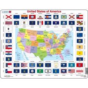 Larsen Puzzles United States of America State Flags Educational Jigsaw Puzzle - 70 Piece Tray & Frame Style Puzzle - Exclusive Premium Hand Made by Larsen Puzzles -  Imported From Norway
