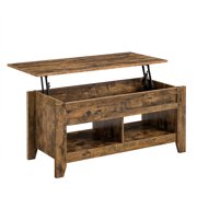 SmileMart Rustic Wooden Lift Top Coffee Table with Storage for Living Room, Rustic Brown