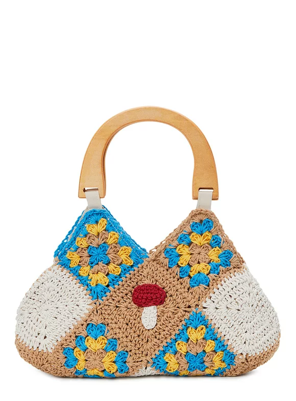 No Boundaries Women’s Mushroom Crochet Top Handle Handbag
