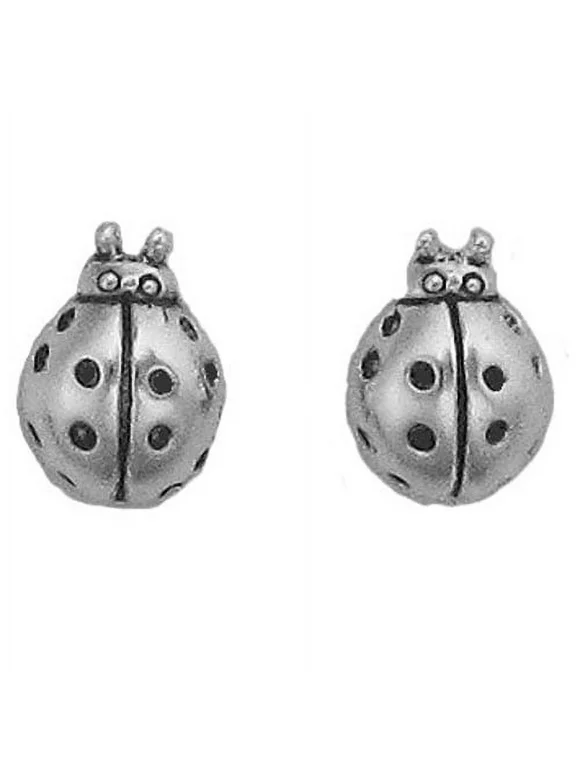 Sterling Silver Ladybug Stud Earrings item #640 with Hypoallergenic Posts and Clutch Backs