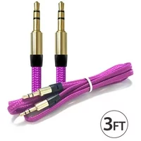 3.5Mm Male To Male Audio Cable by FREEDOMTECH 3FT Universal Auxiliary Cord 3.5mm Male to Male Flat Nylon Braided Audio Aux Cable w/Aluminum Connector for iPods iPhones iPads Galaxy Home Car Stereos