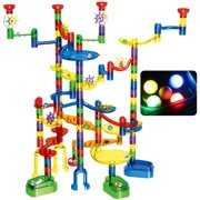 Magicfly Marble Run Set, 149 Pcs Marble Race Track Super Set for Kids 3+, (4 Light up Marbles+ 107 Pcs Translucent Marbulous+ 6 Glass Marbles+ 32 Pcs DIY Marbles) STEM Learning Toys for Boys and Girls