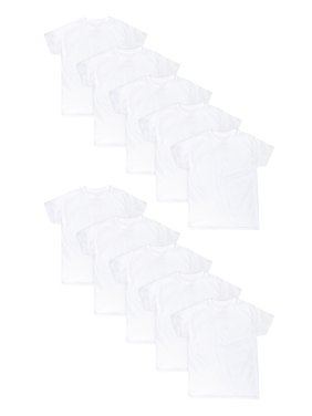 Yana Boys Eco White Crew Undershirts, 10 pack Sizes S - XL
