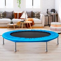 45" Mini Fitness Trampoline for Adults Kids, 2020 Newest Rebounder Trampoline with Padding and Springs Elastic Safe for Indoor Outdoor Exercise Workout, Exercise Trampoline Holds 176 lb, Blue, Q8364