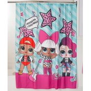 L.O.L. Surprise! Kids Decorative Microfiber Fabric Shower Curtain, 72" x 72, Blue and Pink