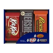 HERSHEYS Chocolate Candy Bar Assorted Variety Box (HERSHEYS Milk Chocolate, KIT KAT, REESES Cups), Full Size Bars, 18 Count Gift Box