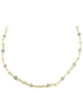 Spyglass Designs 14k Gold Filled Labradorite White Small Freshwater Cultured Pearl Goldtone Necklace (3.0-3.5mm), 18"