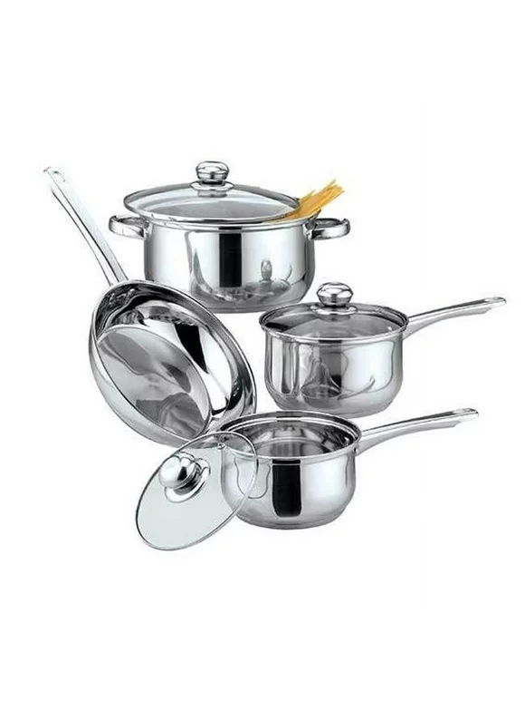Culinary Edge 2177 Classic Stainless Steel Cookware Set, Silver - 7 Piece