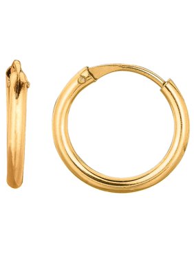 10K Yellow Gold shiny Small Endless Round Hoop Earrings - 1X10mm