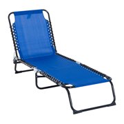 Outsunny 3-Position Portable Reclining Beach Chaise Lounge Folding Chair Outdoor Patio - Grey/Dark Blue