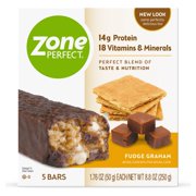 ZonePerfect Protein Bars, Fudge Graham, 14g of Protein, Nutrition Bars With Vitamins & Minerals, Great Taste Guaranteed, 5 Bars