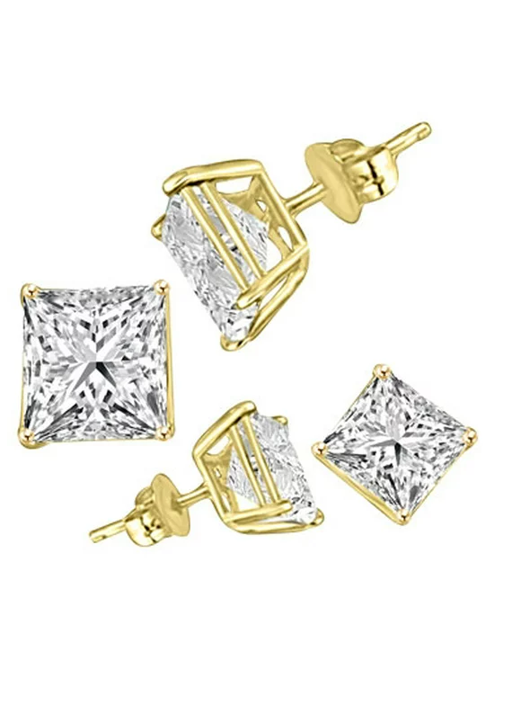 Diamond Essence Stud Earrings with Princess cut Stones - VEE1513 - 1 Carat
