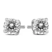 SZUL Women's 1/2 Carat TW Round Diamond Solitaire Stud Earrings In 14k White Gold (J-K-L Color, I2-I3 Clarity)