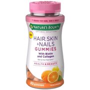 3 Pack - Nature's Bounty Hair, Skin, & Nail Health with Biotin & Collagen Dietary Supplement Gummies, Orange,  80 ea