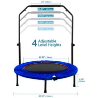 Foldable Trampoline, Rebounder Trampoline,with Adjustable Handrail for Indoor/Outdoor/Garden/Yoga/Exercise/Cardio-Max Load 220 lbs