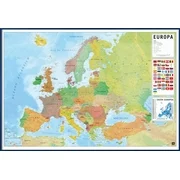 POLITICAL MAP OF EUROPE (EUROPA) - FRAMED POSTER (SPANISH MAP) (36 x 24") (Metallic Blue Plastic Frame)