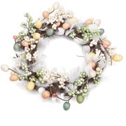 11 Inch Artificial Handmade Easter Wreath with Feathers, Berries, Quail Eggs and Small Bubbles for Front Door, Wall, Mantelpiece, Window Decoration