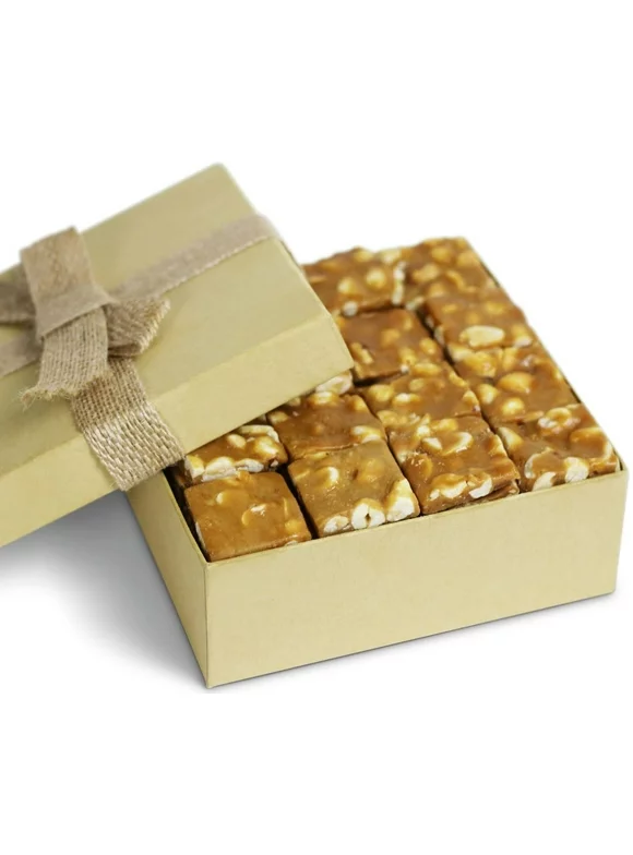 Gourmet Peanut Brittle Gift Box by It's Delish  Handmade Old-Fashioned Style  Beautiful & Delicious Square Cut Pieces 16 Oz