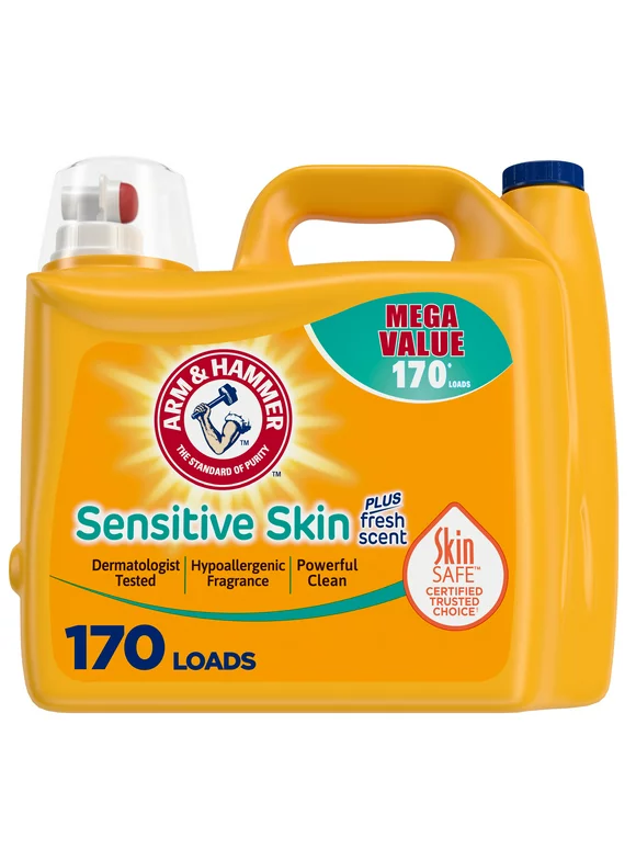 Arm & Hammer Sensitive Skin Plus Fresh Scent, 170 Loads Liquid Laundry Detergent, 170 Fl oz
