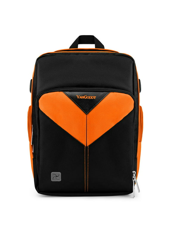 Sporty Outdoor Nylon Backpack Bag for Dslr Compact Cameras, Drones, Camcorders, Sports Action Camers, and Portable Printer Organizers (Orange)