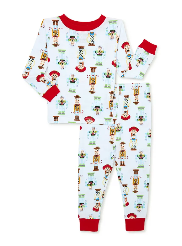Toy Story Woody & Buzz Christmas Holiday Toddler Boy and Girl Unisex Cotton Pajama Set, 2-Piece, Sizes 12M-5T