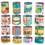 Cans Toys Grocery Store Play Set - 16-Piece Stackable Cardboard Cans with Removable Lids, Kids Pretend Play Food Canned Goods, Playhouse Kitchen Accessories for Boys and Girls, 16 Assorted Designs