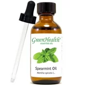 Spearmint Essential Oil - 2 fl oz (59 ml) Glass Bottle w/ Cap & Additional Glass Dropper - 100% Pure Essential Oil by GreenHealth