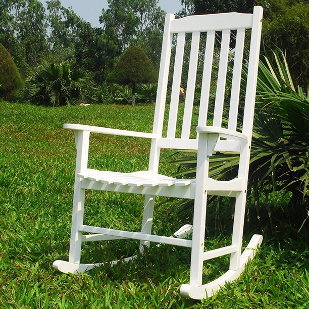 Contemporary Home Living Wood High Back Rocking Chair, White